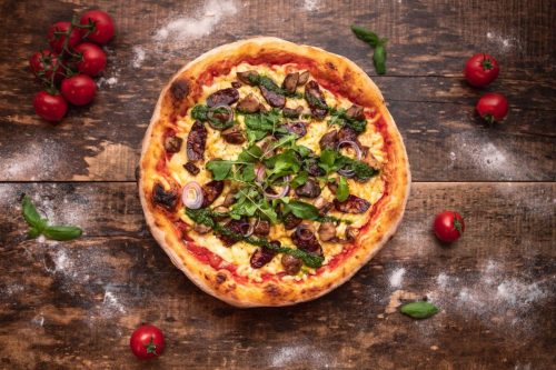 fotografiranje restorana Kvarner - pizza sa šunkom i gljivama u Opatiji